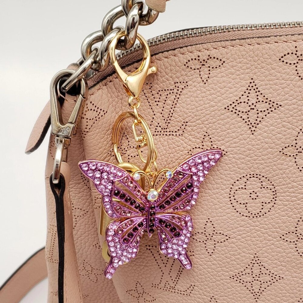 Authentic Louis Vuitton Lock & Key with Unbranded Butterfly Charm, Keychain - Picture 2 of 9